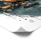 Halloween Waterverf griezelige pompoen in bos Poster (Hoek)