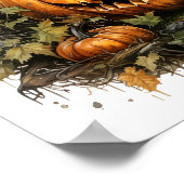 Halloween Waterverf griezelige pompoen in bos Poster (Hoek)