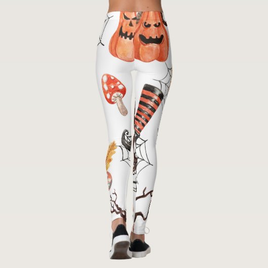 Halloween Waterverf: Haunted House Pattern. Leggings (Achterkant)