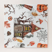 Halloween Waterverf: Haunted House Pattern. Legpuzzel (Horizontaal)