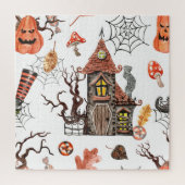 Halloween Waterverf: Haunted House Pattern. Legpuzzel (Verticaal)