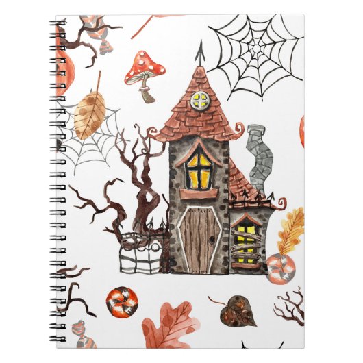 Halloween Waterverf: Haunted House Pattern. Notitieboek (Voorkant)