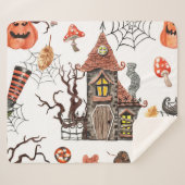 Halloween Waterverf: Haunted House Pattern. Sherpa Deken (Voorkant (horizontaal))
