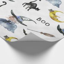 Halloween - Waterverf heks - Cat - Moon