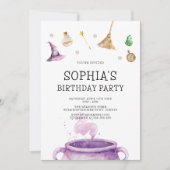 Halloween Waterverf heks verjaardagsfeest Kaart (Voorkant)