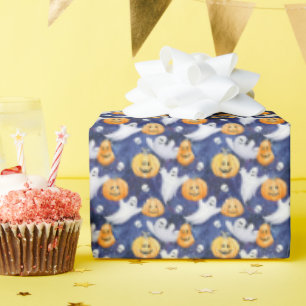 Halloween Waterverf Patroon Cadeaupapier