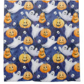 Halloween Waterverf Patroon Douchegordijn (Voorkant)