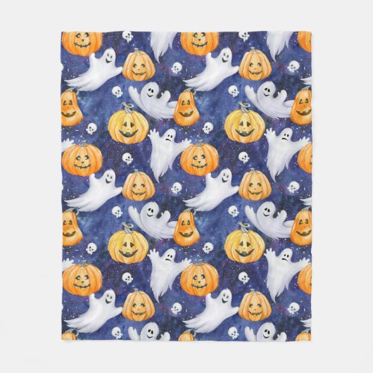 Halloween Waterverf Patroon Fleece Deken (Voorkant)