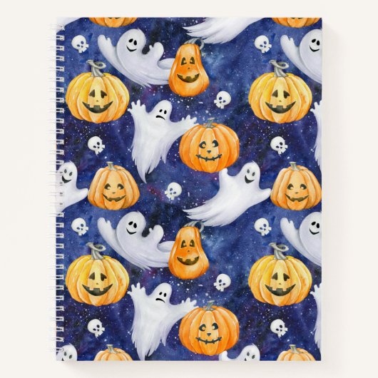 Halloween Waterverf Patroon Notitieboek (Voorkant)