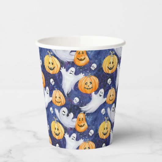Halloween Waterverf Patroon Papieren Bekers (Links)