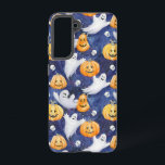 Halloween Waterverf Patroon Samsung Galaxy Hoesje<br><div class="desc">Dit ontwerp heeft een grillig en feestelijk Halloween-thema waterverf. Het ontwerp bevat een donkere, sterrenhemel als achtergrond, die het podium vormt voor een collectie van vriendelijke spoken en vrolijke jack-o'-lantaarns. De geesten zijn geschilderd in zacht wit met verschillende schattige uitdrukkingen, die speels rond de scène zweven. De pompoenen zijn fel...</div>