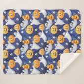 Halloween Waterverf Patroon Sherpa Deken (Voorkant (horizontaal))