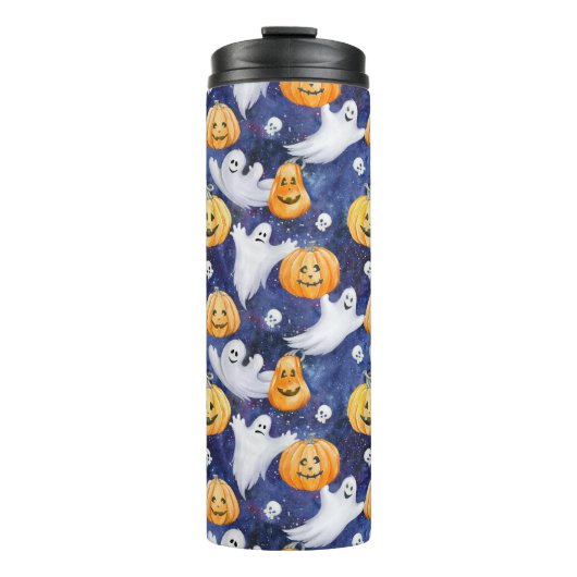 Halloween Waterverf Patroon Thermosbeker (Voorkant)