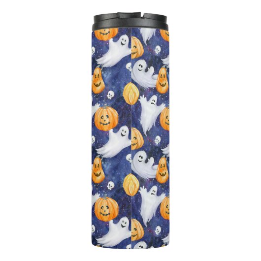 Halloween Waterverf Patroon Thermosbeker (Achterkant)