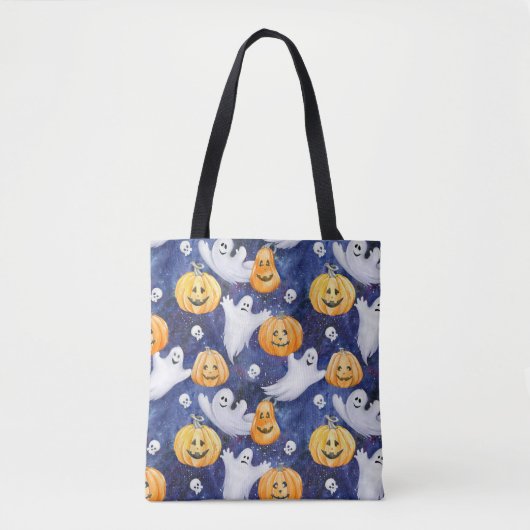 Halloween Waterverf Patroon Tote Bag (Voorkant)