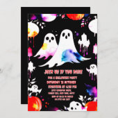 Halloween Waterverf pompoen en geesten feest Kaart (Voorkant / Achterkant)