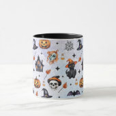 Halloween Waterverf Pompoen Kat Schedel Patroon Mok (Midden)