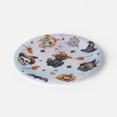 Halloween Waterverf Pompoen Kat Schedel Patroon Papieren Bordje (Gekanteld)