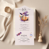 Halloween Waterverf Pompoen Kleine Boo Baby Showe All In One Uitnodiging