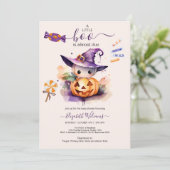 Halloween Waterverf Pompoen Kleine Boo Baby Showe Kaart (Staand voorkant)