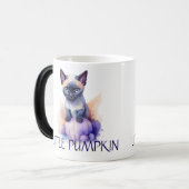 Halloween waterverf siamese kat met pompoen magische mok (Voorkant links)