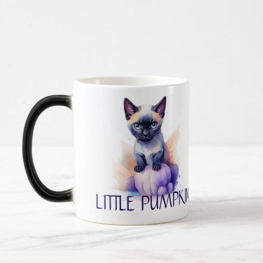 Halloween waterverf siamese kat met pompoen magische mok (Links)