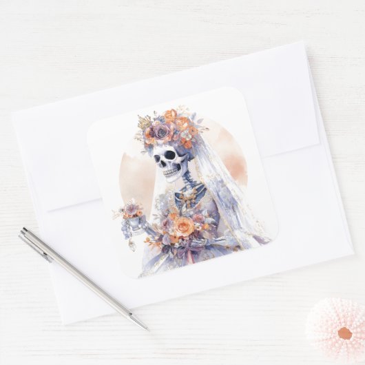Halloween Waterverf Skelet Stickers (Envelop)