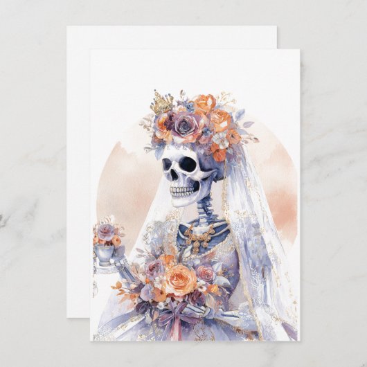 Halloween Waterverf Skeleton Kaart (Voorkant / Achterkant)