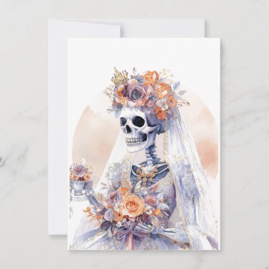 Halloween Waterverf Skeleton Kaart (Voorkant)