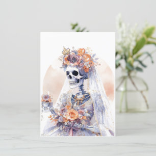 Halloween Waterverf Skeleton Kaart