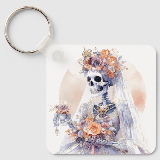 Halloween Waterverf Skeleton Sleutelhanger (Voorkant)