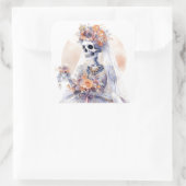 Halloween-waterverf skeletstickers vierkante sticker (Tas)