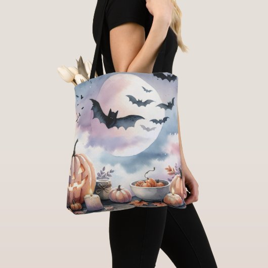 Halloween-waterverf Tote Bag (Dichtbij)