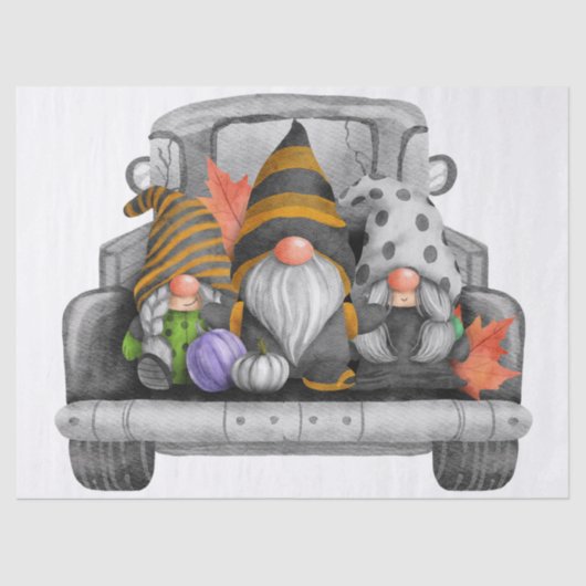 Halloween Waterverf Truck Gnomes Tissuepapier (Voorkant)