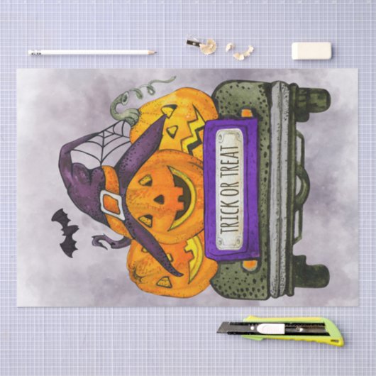 Halloween Waterverf Truck Pumpkins Tissuepapier (Craft)