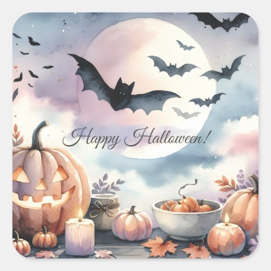 Halloween-waterverf Vierkante Sticker (Voorkant)