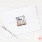 Halloween-waterverf Vierkante Sticker (Envelop)