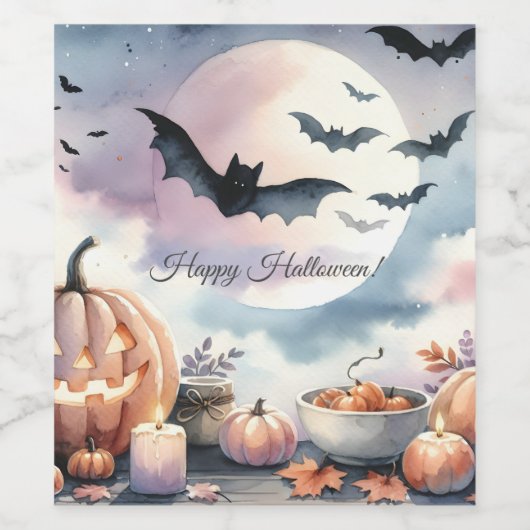 Halloween-waterverf Wijn Etiket (Enkel label)