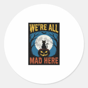 Halloween We Waren Allemaal Gek Hier Maan Kat Pomp Ronde Sticker