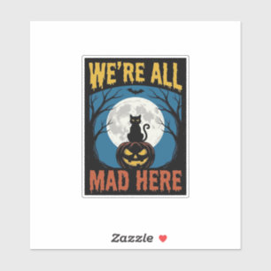 Halloween We Waren Hier Allemaal Gek Maan Kat Pomp Sticker