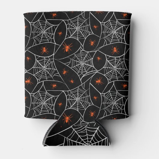 Halloween web en spinnen achtergrond. blikjeskoeler (Voorkant)