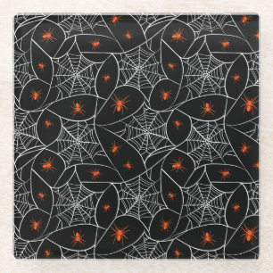 Halloween web en spinnen achtergrond. glazen onderzetter
