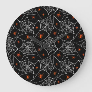 Halloween web en spinnen achtergrond. grote klok