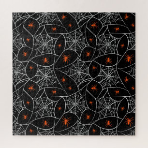 Halloween web en spinnen achtergrond. legpuzzel