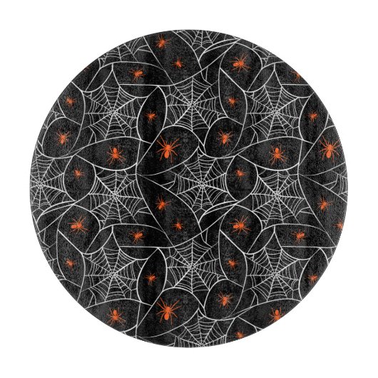 Halloween web en spinnen achtergrond. snijplank (Voorkant)