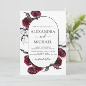 Halloween Wedding Autumn Herfst Burgundy Kaart (Staand voorkant)