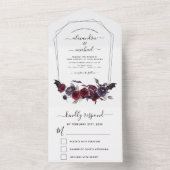 Halloween Wedding Autumn Herfst Dark Burgundy Blac All In One Uitnodiging (Binnen)