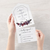 Halloween Wedding Autumn Herfst Dark Burgundy Blac All In One Uitnodiging (Afscheurbaar)