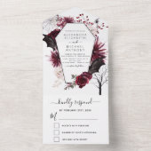 Halloween Wedding Autumn Herfst Dark Burgundy Blac All In One Uitnodiging (Binnen)