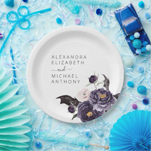 Halloween Wedding Autumn Herfst Donker Paars Papieren Bordje (Feest)